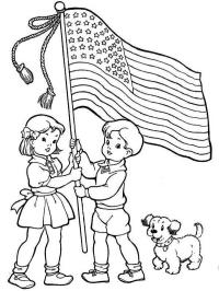 Dzieci trzymają flagę Ameryki