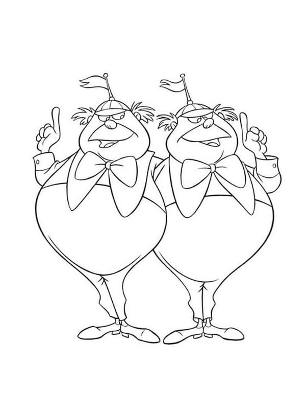 Tweedle Dee i Tweedle Dum kolorowanka